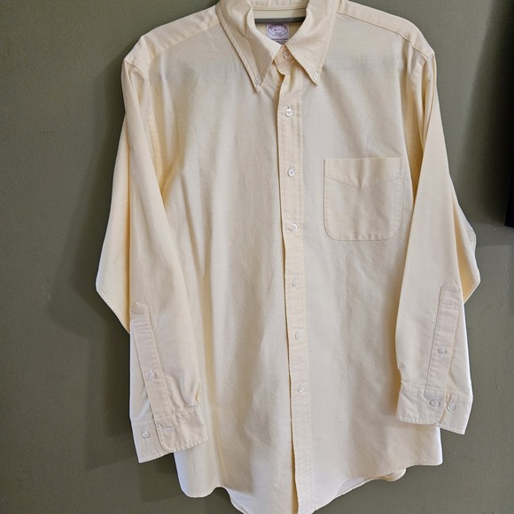 Brooks Brothers Dress Shirt Mens 16-2/3 Yellow Madison Button Up Formal 32/33 - Picture 8 of 9